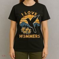 I Love Hummers Hummingbird Vintage Sunset T-Shirt thumb 4