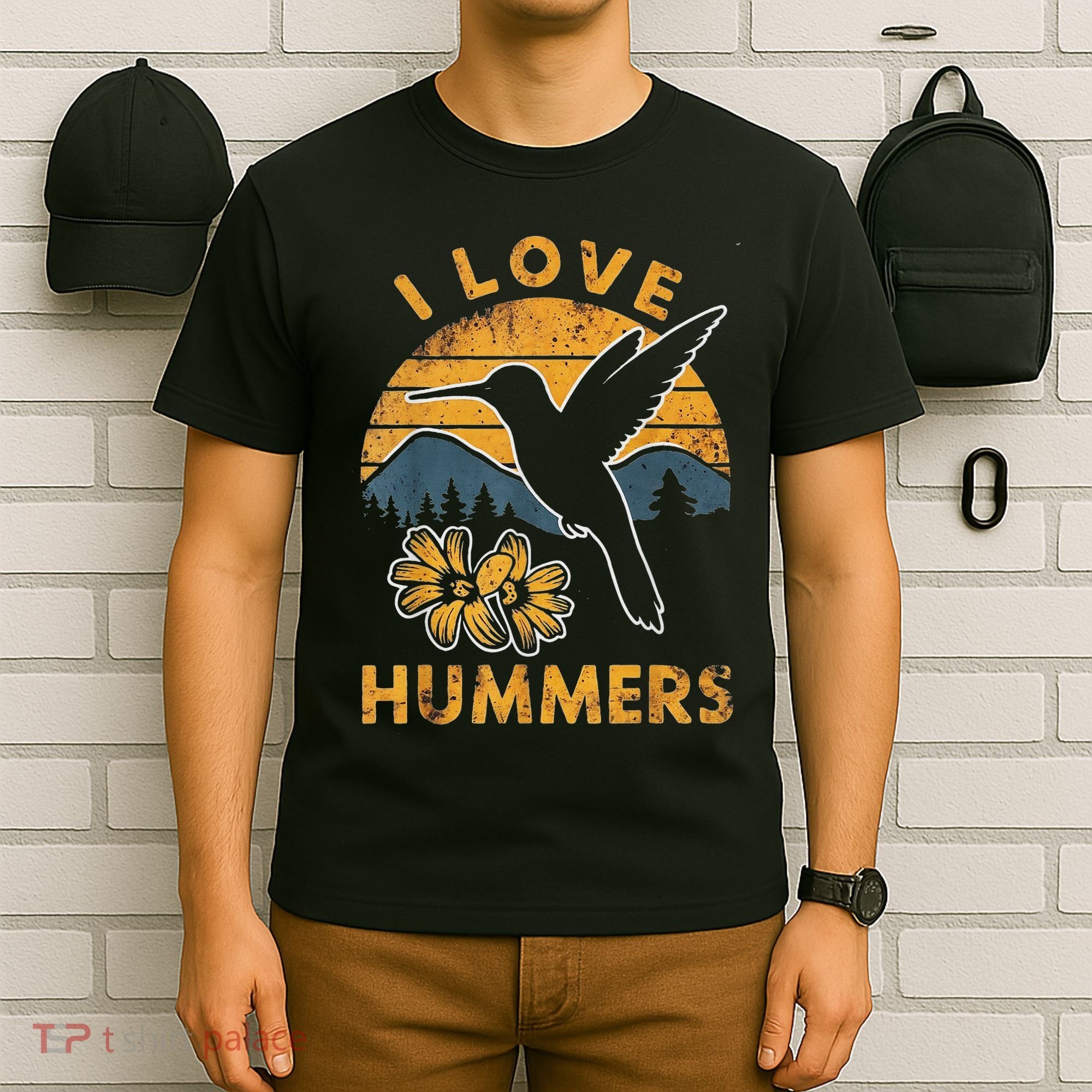 I Love Hummers Hummingbird Vintage Sunset T-Shirt