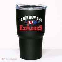 I Like How He Explodes Funny Fireworks Lover Matching Team Couple 4th Of July Tumbler thumb 0