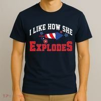 I Like How He Explodes Funny Fireworks Lover Matching Team Couple 4th Of July T-Shirt thumb 3
