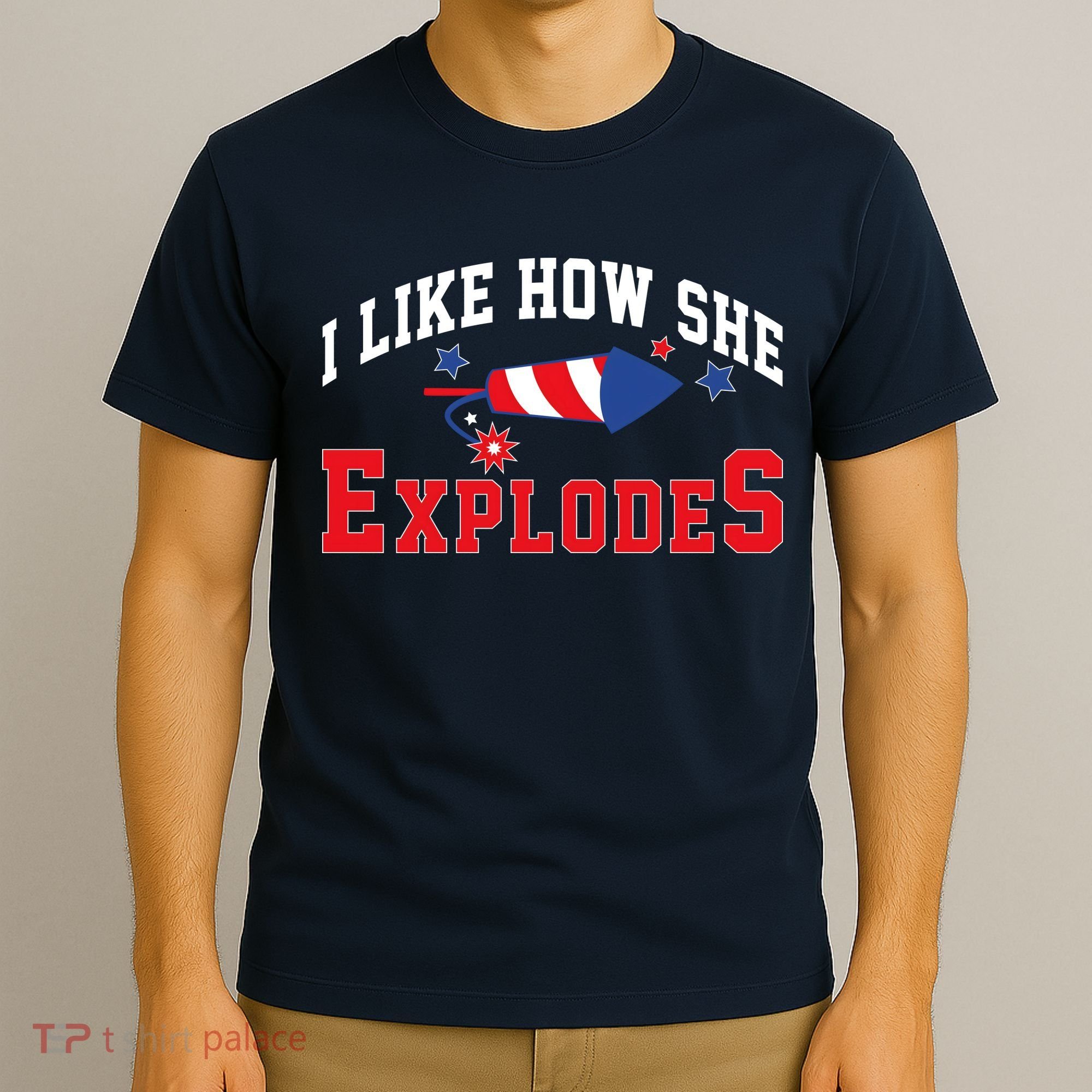 I Like How He Explodes Funny Fireworks Lover Matching Team Couple 4th Of July T-Shirt