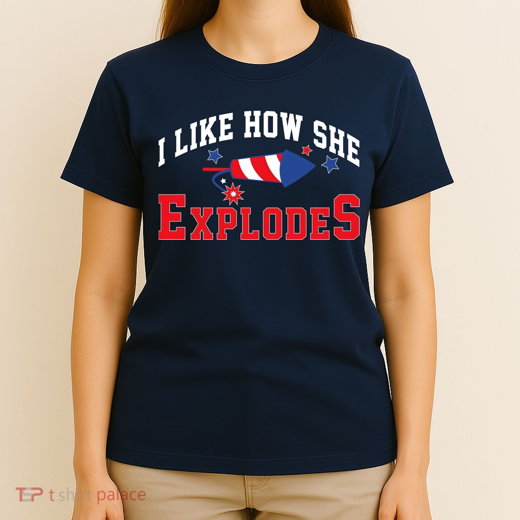 I Like How He Explodes Funny Fireworks Lover Matching Team Couple 4th Of July T-Shirt