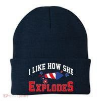 I Like How He Explodes Funny Fireworks Lover Matching Team Couple 4th Of July Beanie thumb 0