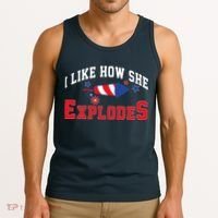 I Like How He Explodes Funny Fireworks Lover Matching Team Couple 4th Of July Tank Top thumb 3