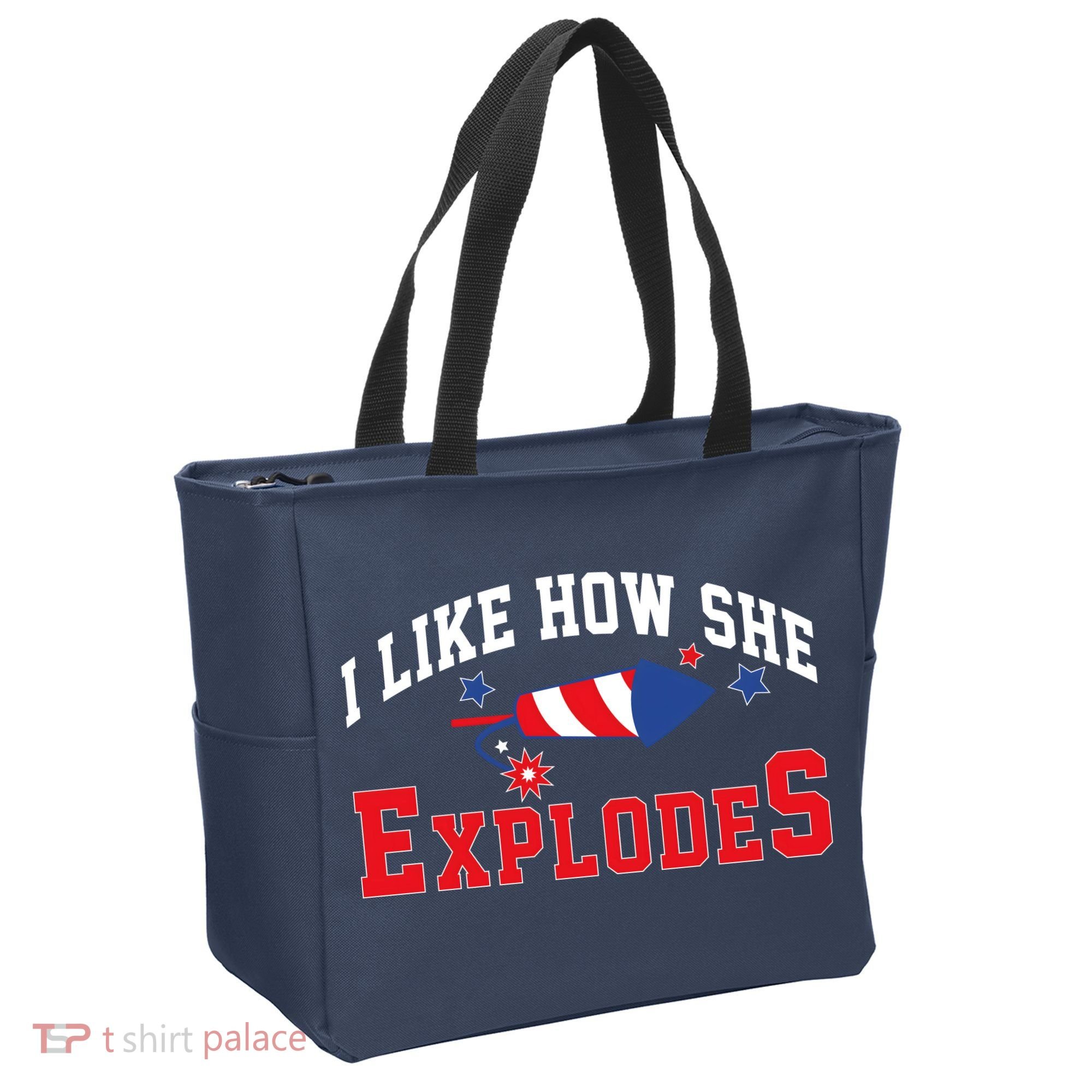 I Like How He Explodes Funny Fireworks Lover Matching Team Couple 4th Of July Tote Bag