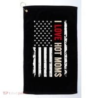 I Love Hot Moms American Usa Flag Gift Golf Towel thumb 0