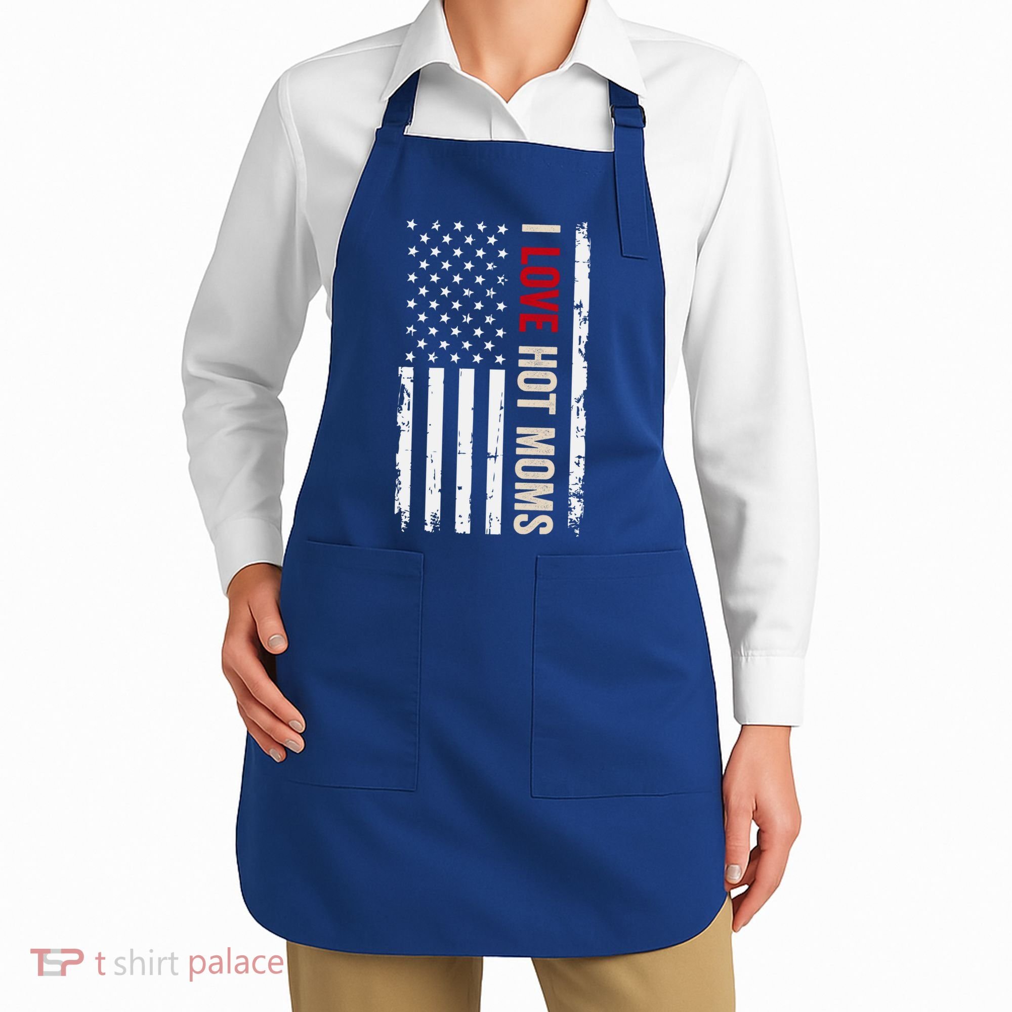I Love Hot Moms American Usa Flag Gift Apron