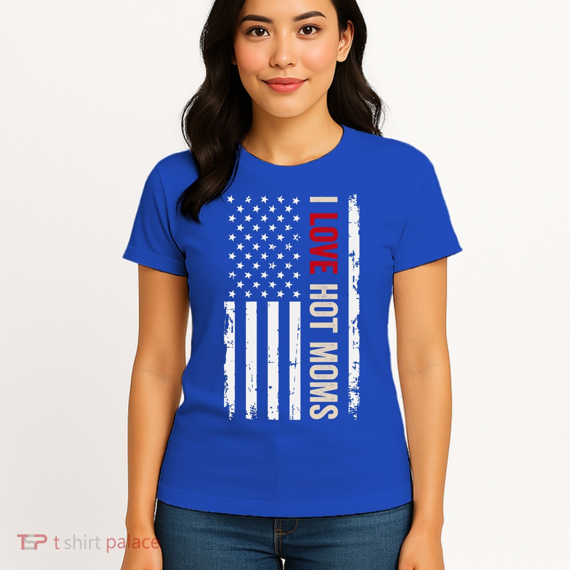 I Love Hot Moms American Usa Flag Gift Women's T-Shirt