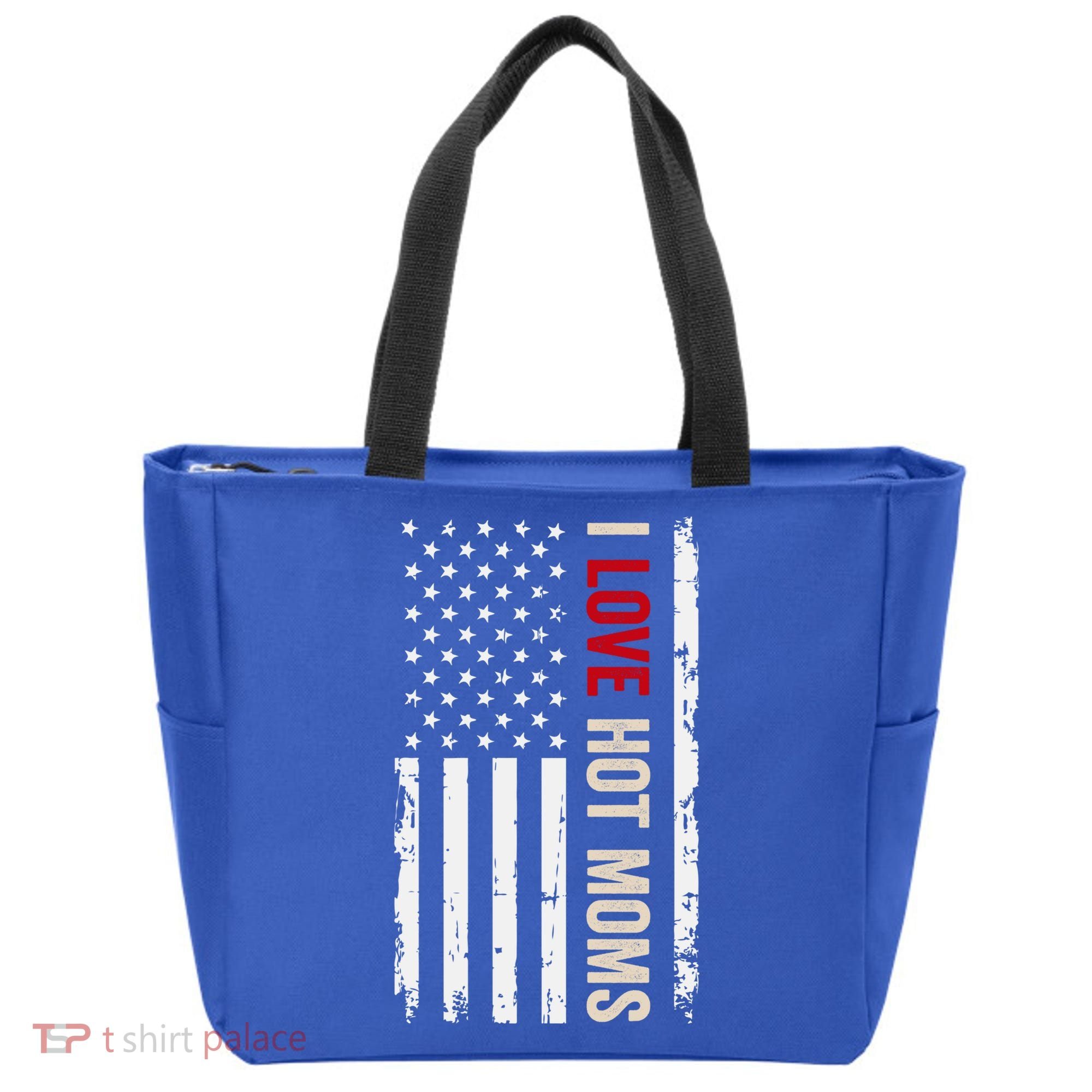 I Love Hot Moms American Usa Flag Gift Tote Bag