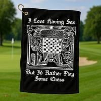 I Love Having Sex But I’D Rather Play Chess Golf Towel thumb 1