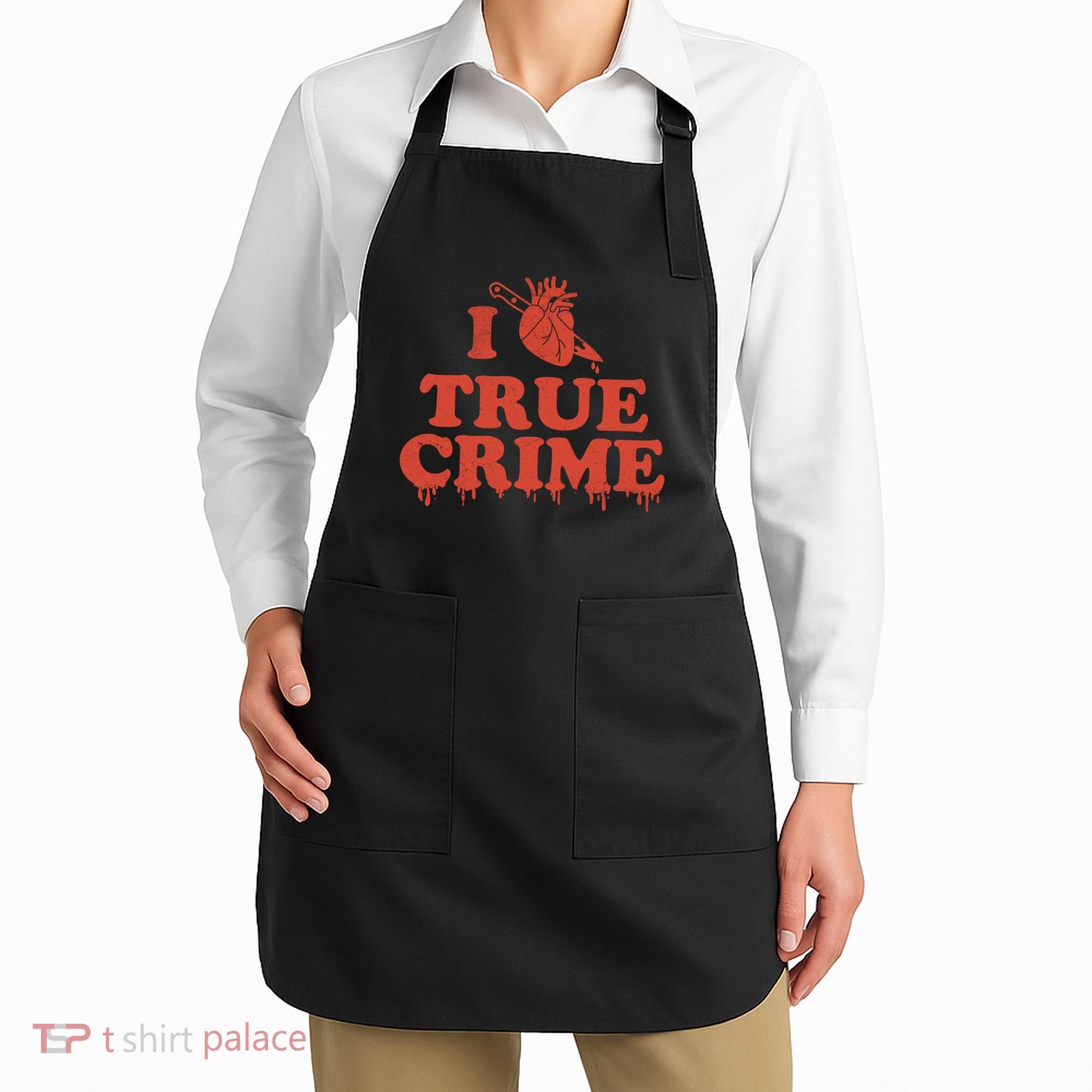 I Love Heart True Crime Apron