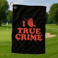 I Love Heart True Crime Golf Towel thumb 1