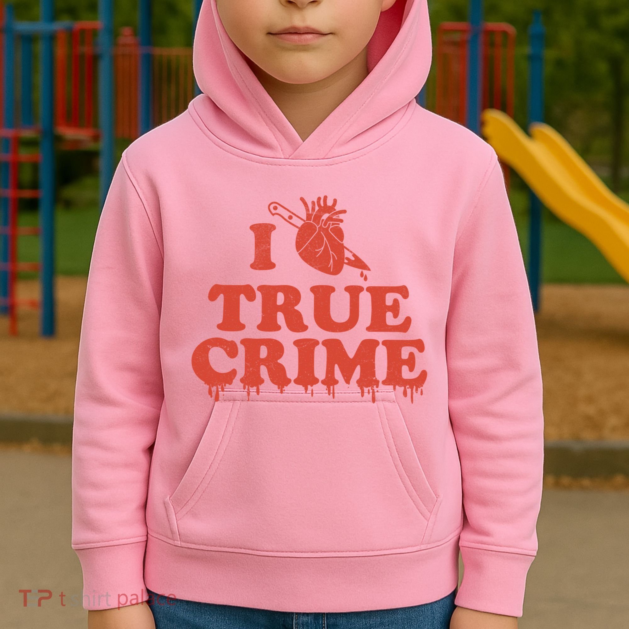 I Love Heart True Crime Kids Hoodie