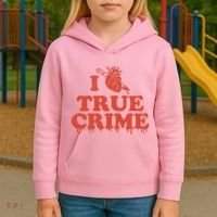 I Love Heart True Crime Kids Hoodie thumb 3