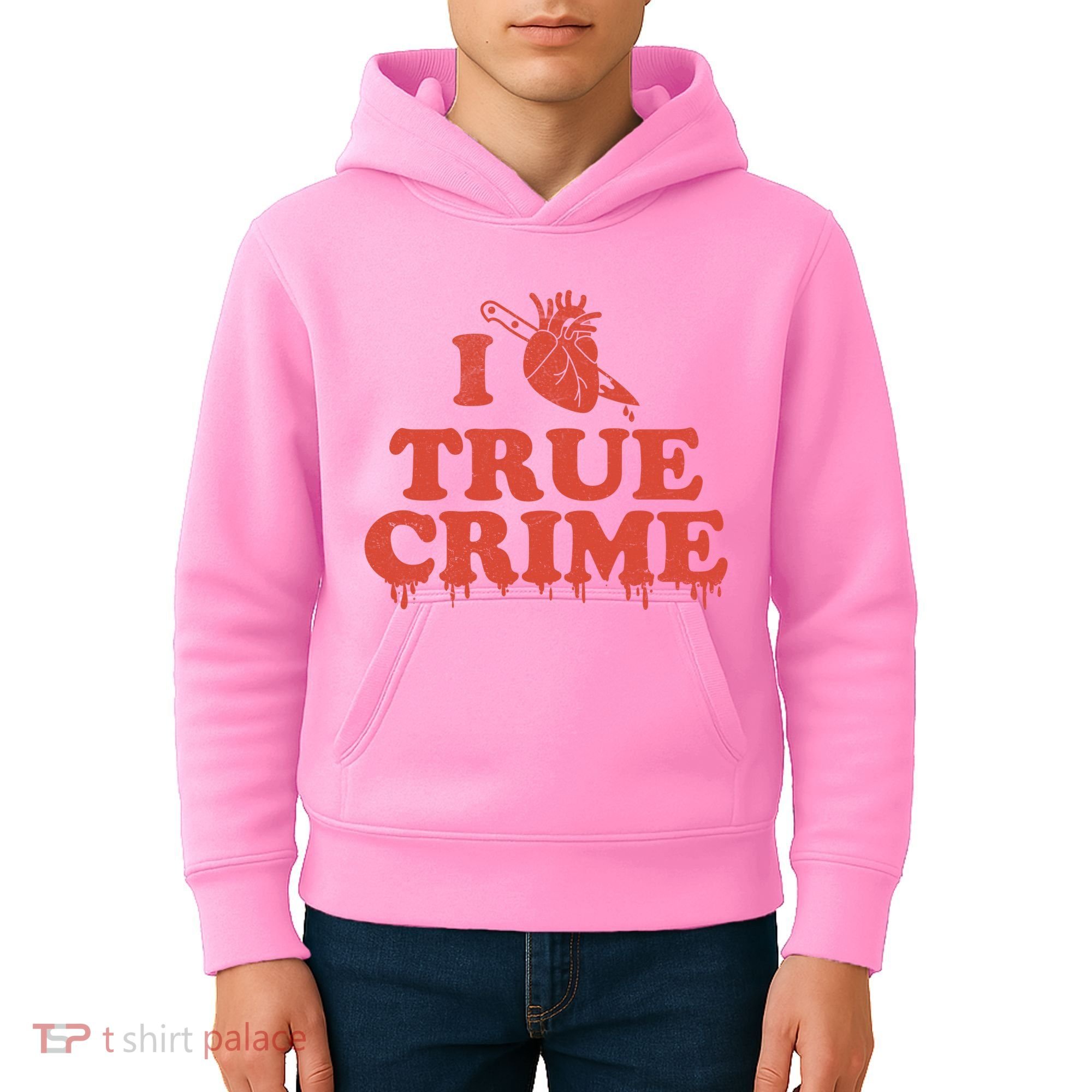 I Love Heart True Crime Kids Hoodie