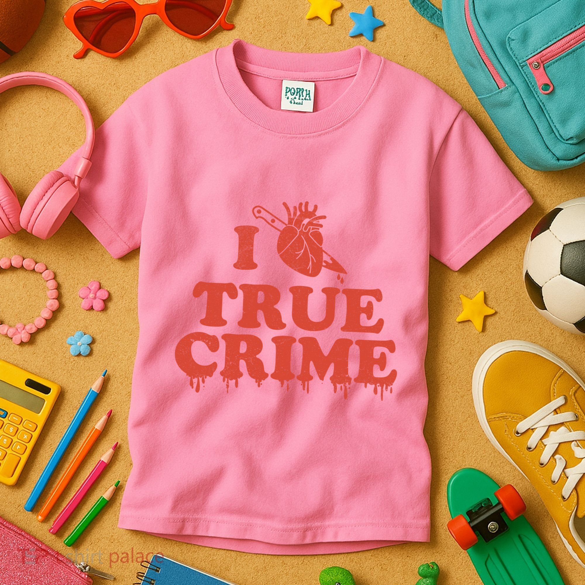 I Love Heart True Crime Kids T-Shirt