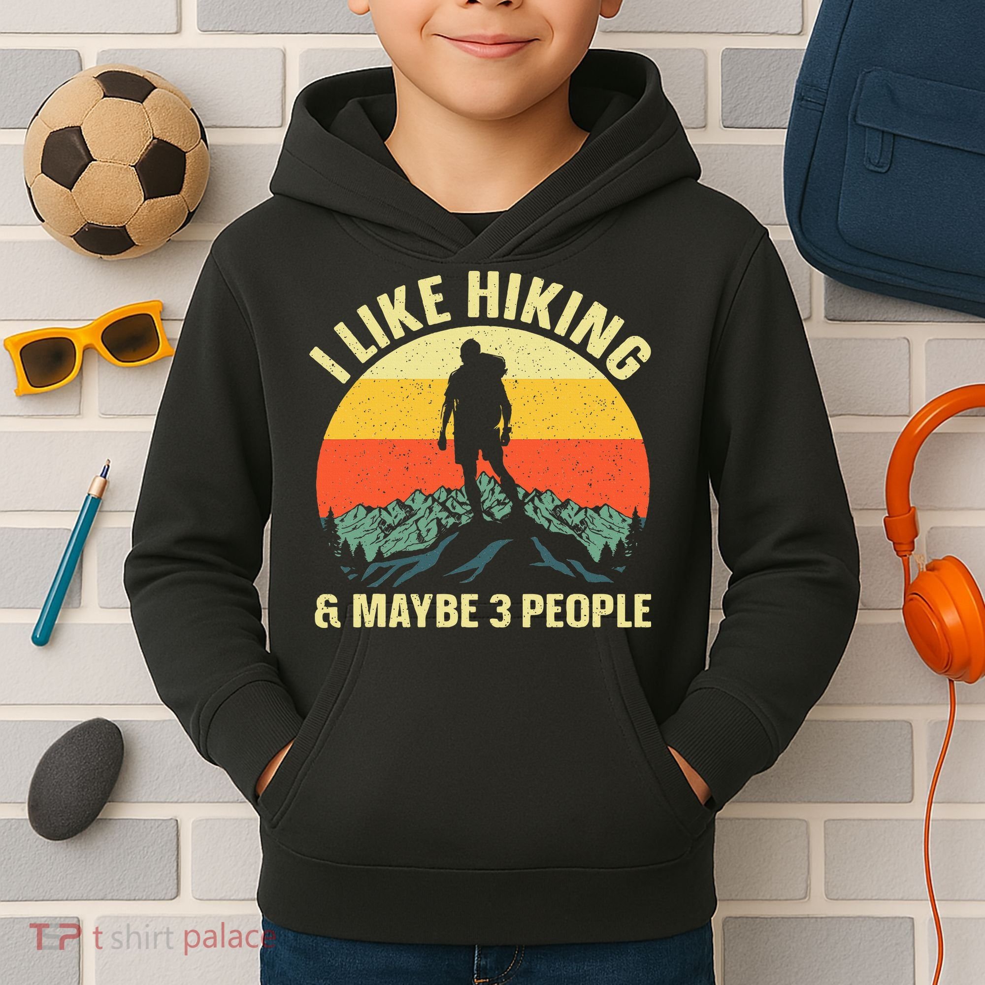 I Like Hiking and Maybe 3 People Kids Hoodie