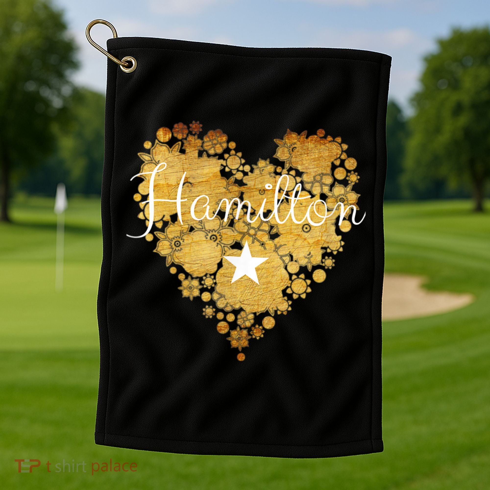I Love Hamilton Heart Golf Towel