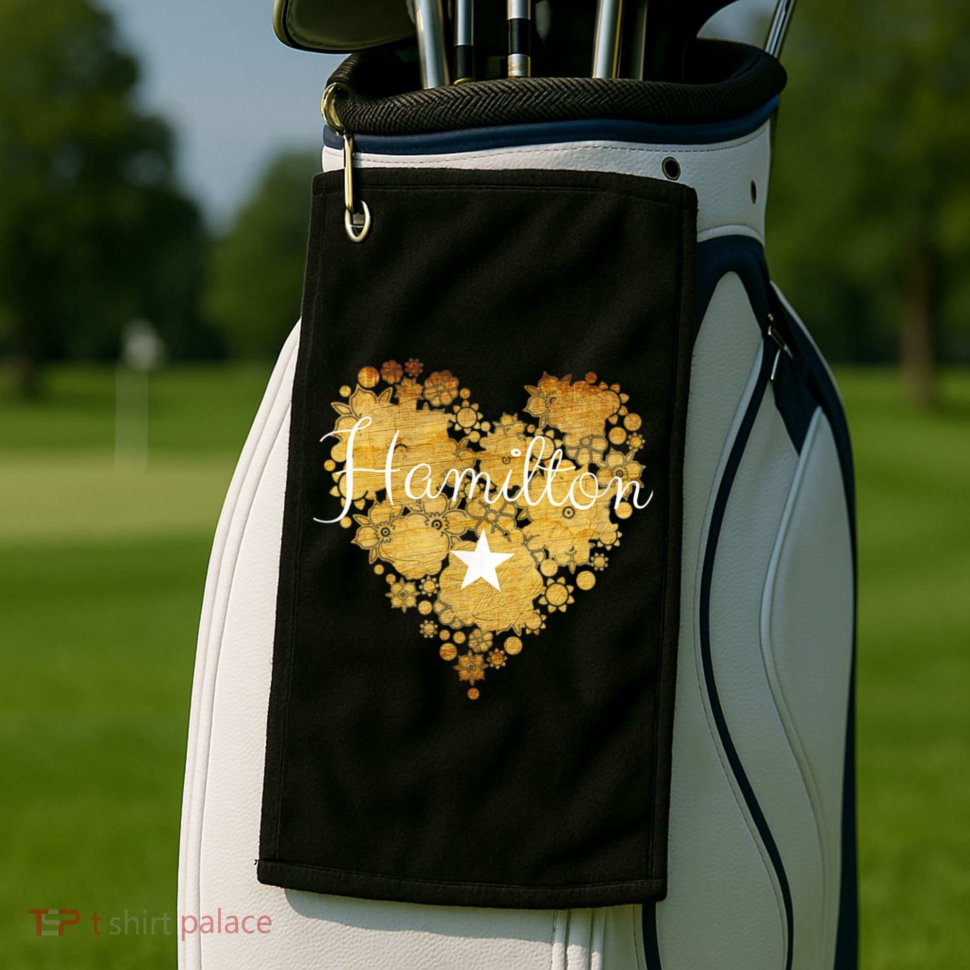 I Love Hamilton Heart Golf Towel
