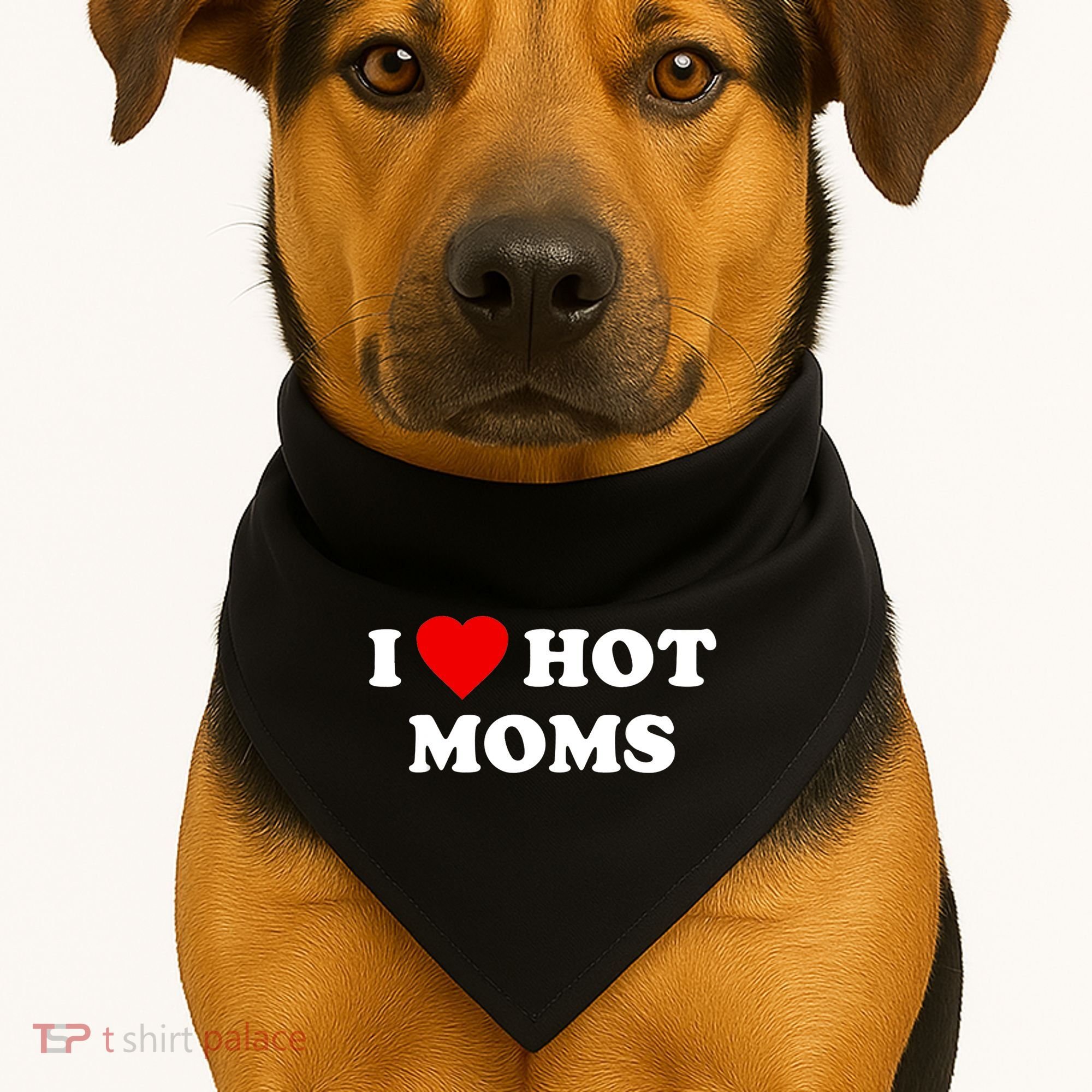 I Love Hot Moms TShirt USA-Made Doggie Bandana