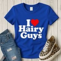 I Love Heart Hairy Guys Man Furry Women's T-Shirt thumb 3