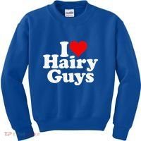 I Love Heart Hairy Guys Man Furry Kids Sweatshirt thumb 0
