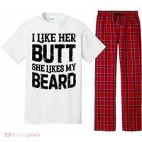 I Like Her Butt She Likes My Beard Funny Inappropriate Joke Pajama Set thumb 0