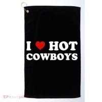 I Love Hot Cowboys Golf Towel thumb 0