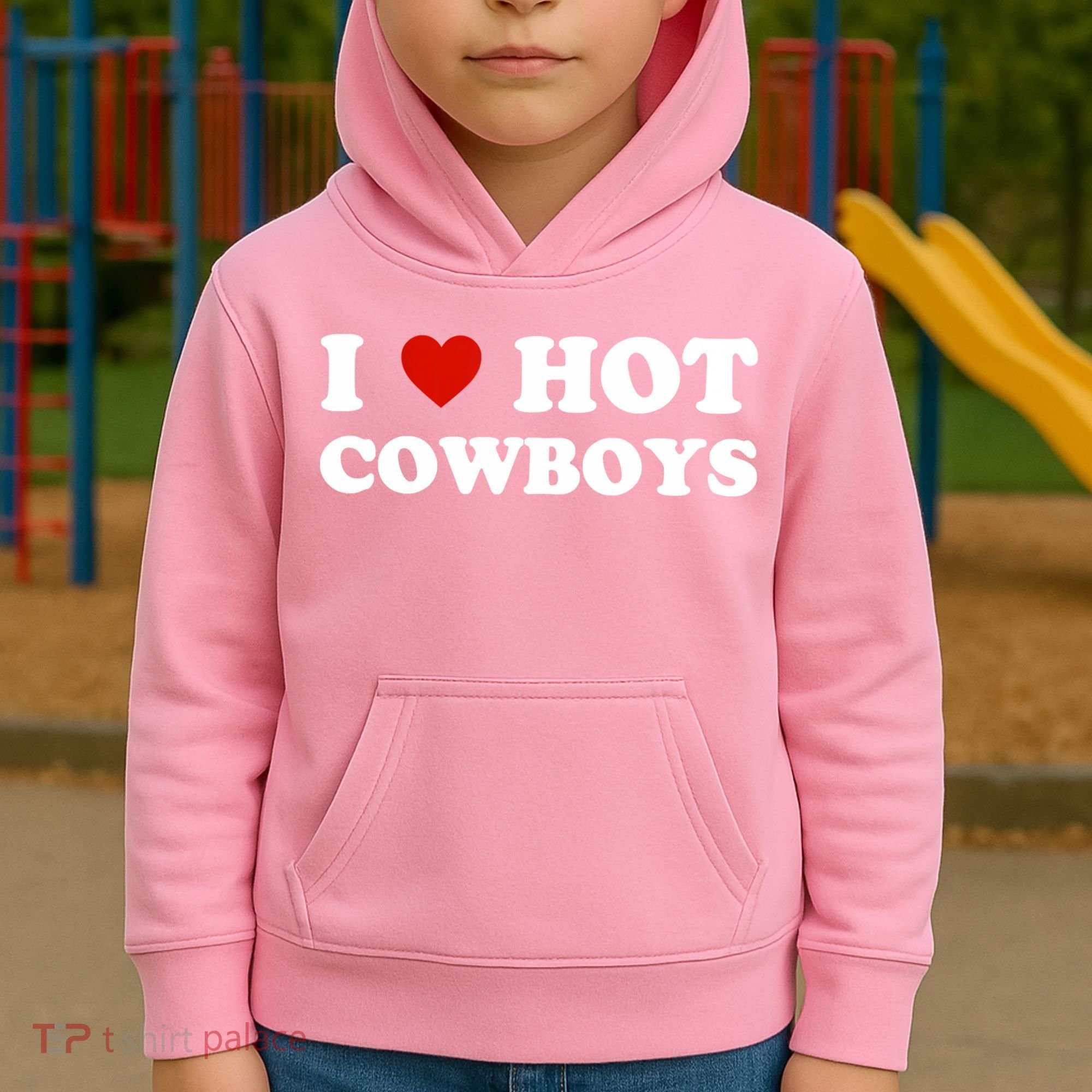 I Love Hot Cowboys Kids Hoodie
