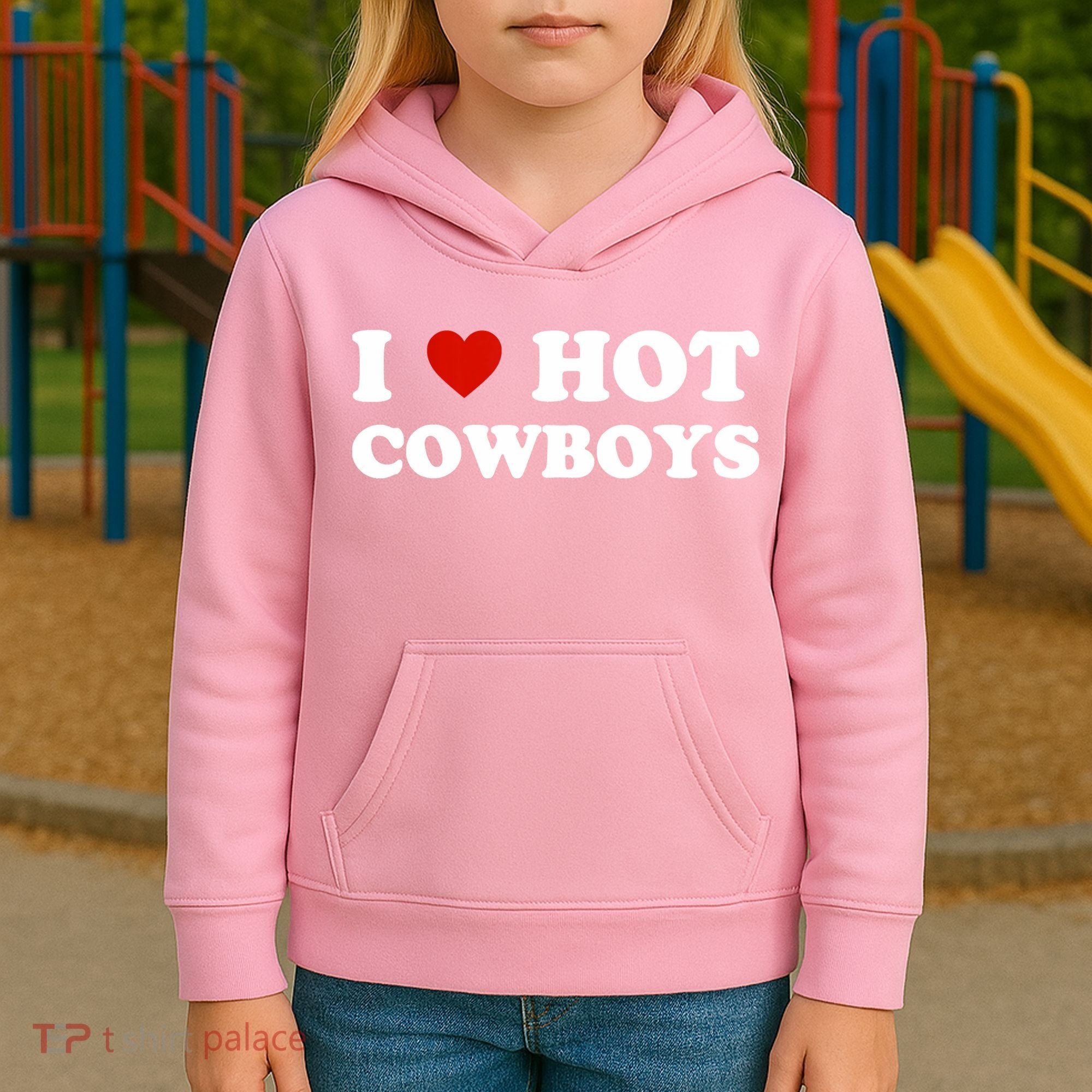 I Love Hot Cowboys Kids Hoodie