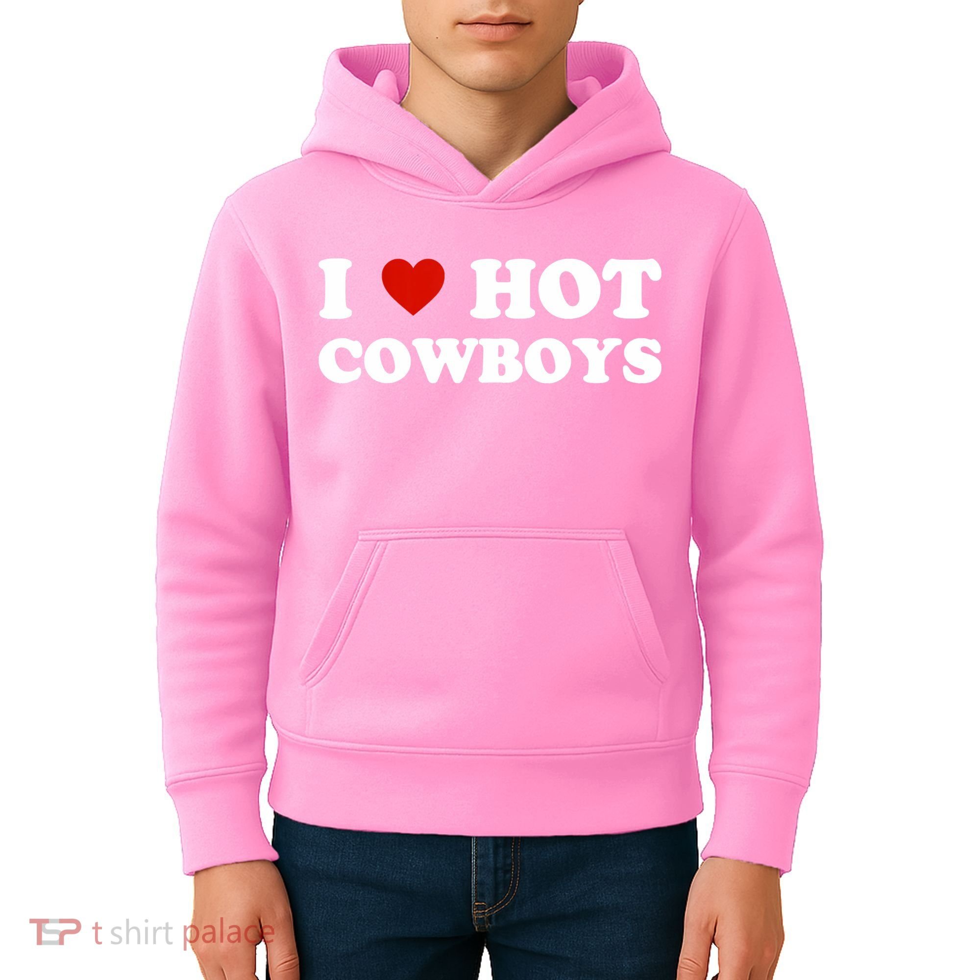 I Love Hot Cowboys Kids Hoodie