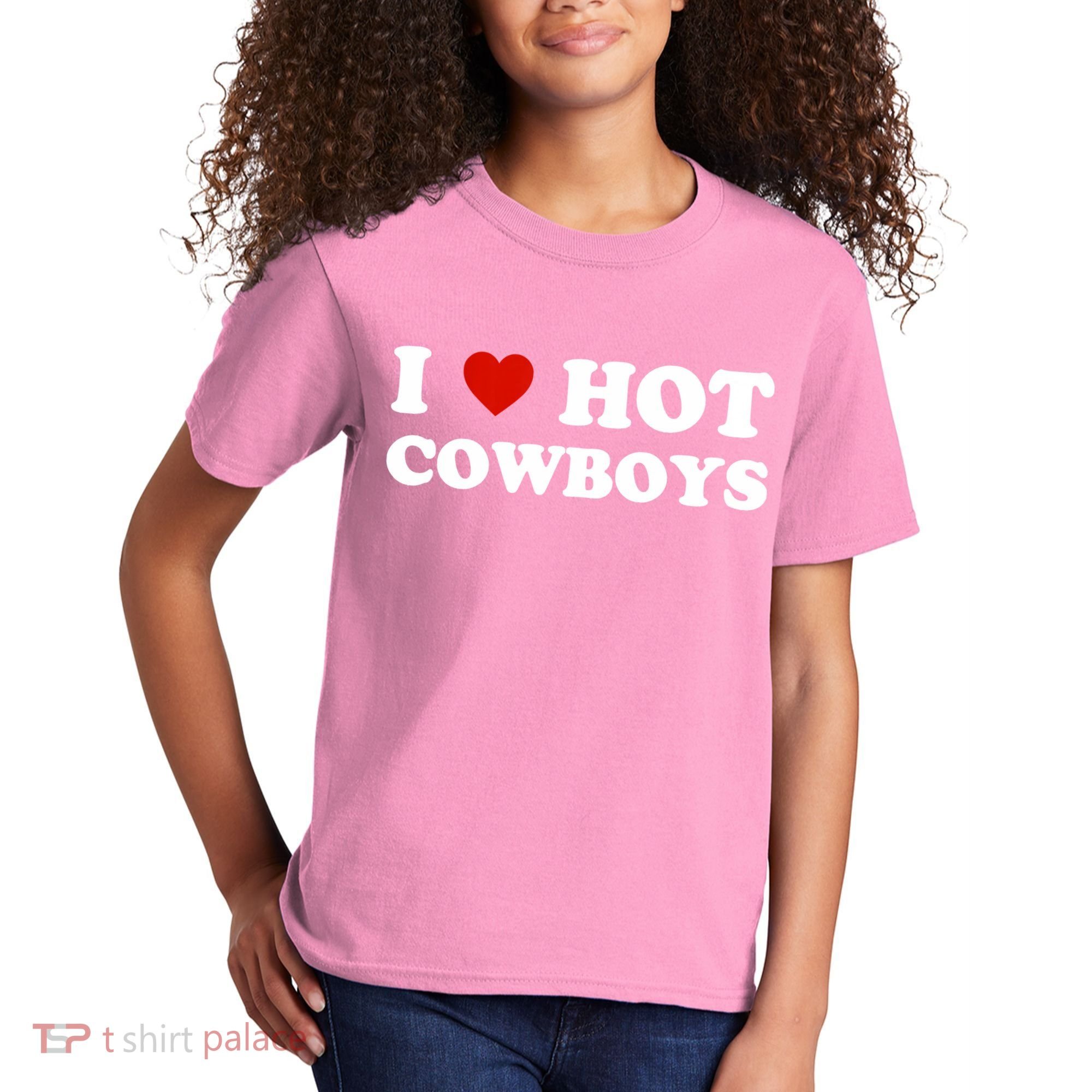 I Love Hot Cowboys Kids T-Shirt