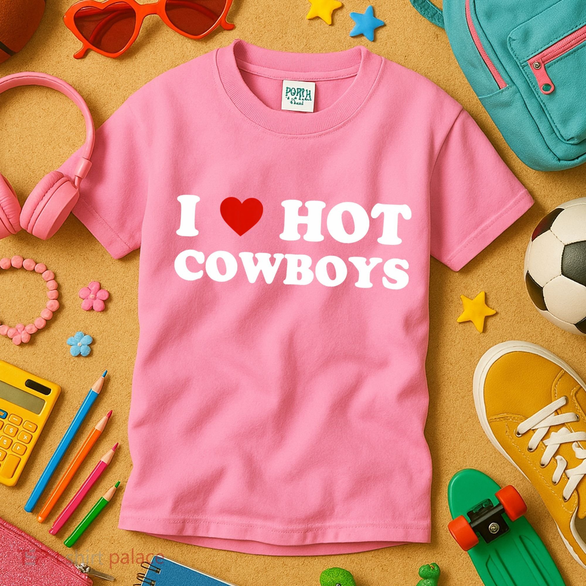 I Love Hot Cowboys Kids T-Shirt