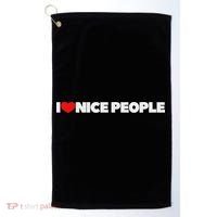 I Love (heart) Nice People Golf Towel thumb 0