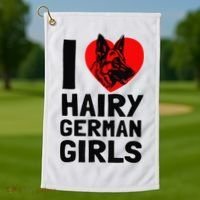 I Love Hairy German German Shepherd edition  Golf Towel thumb 1