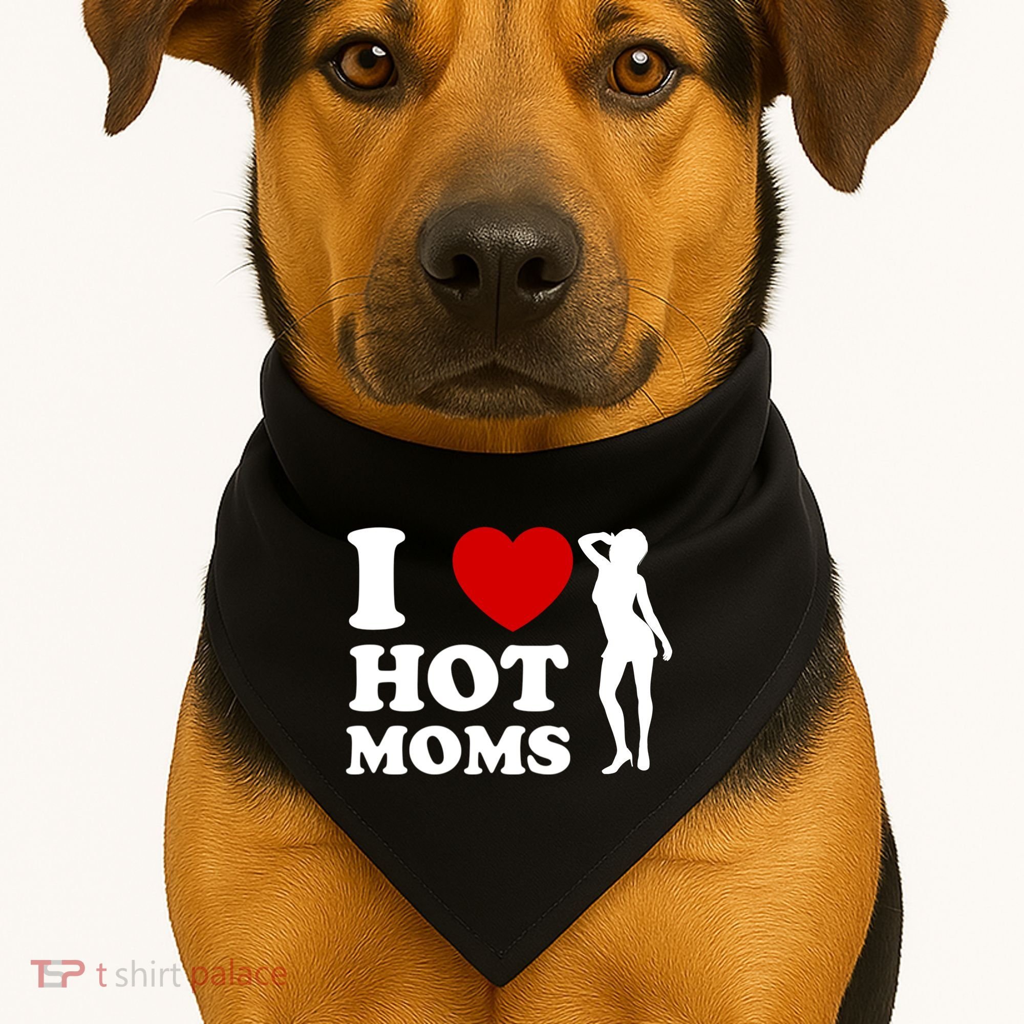 I Love Hot Moms Funny USA-Made Doggie Bandana