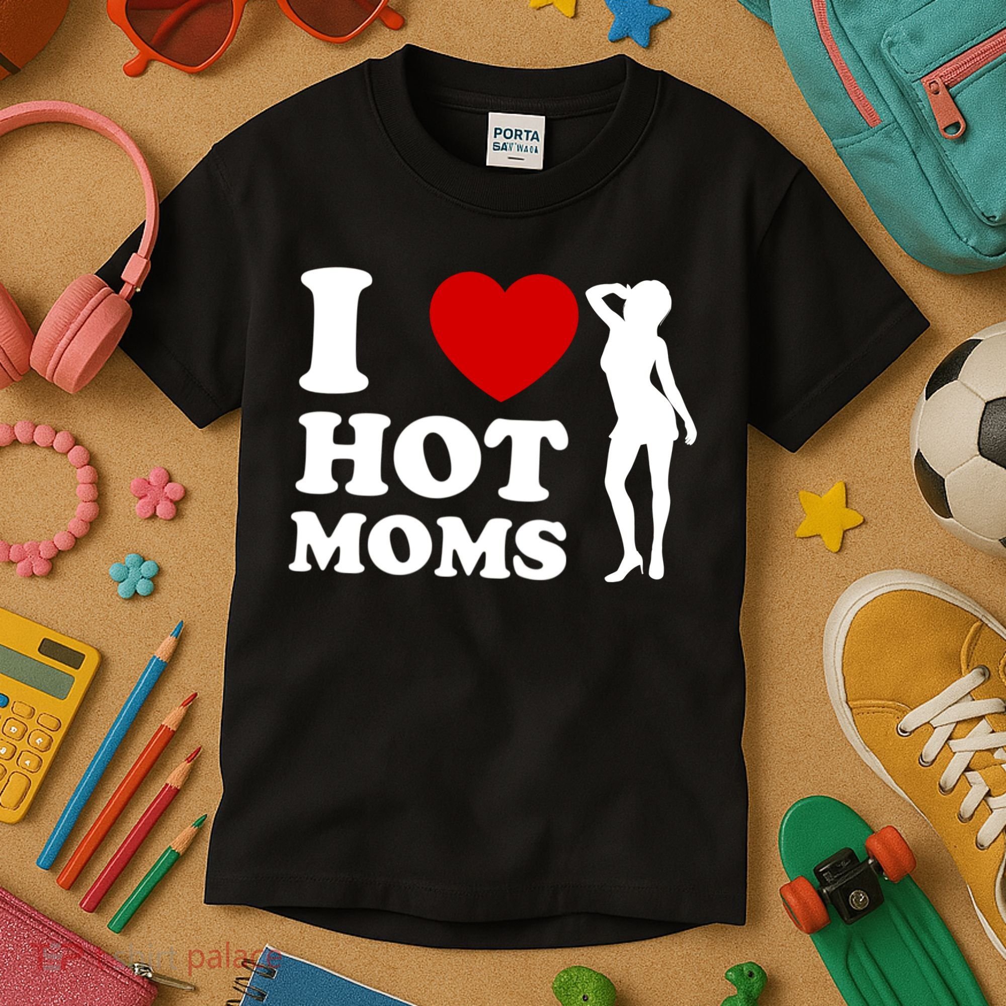 I Love Hot Moms Funny Kids T-Shirt
