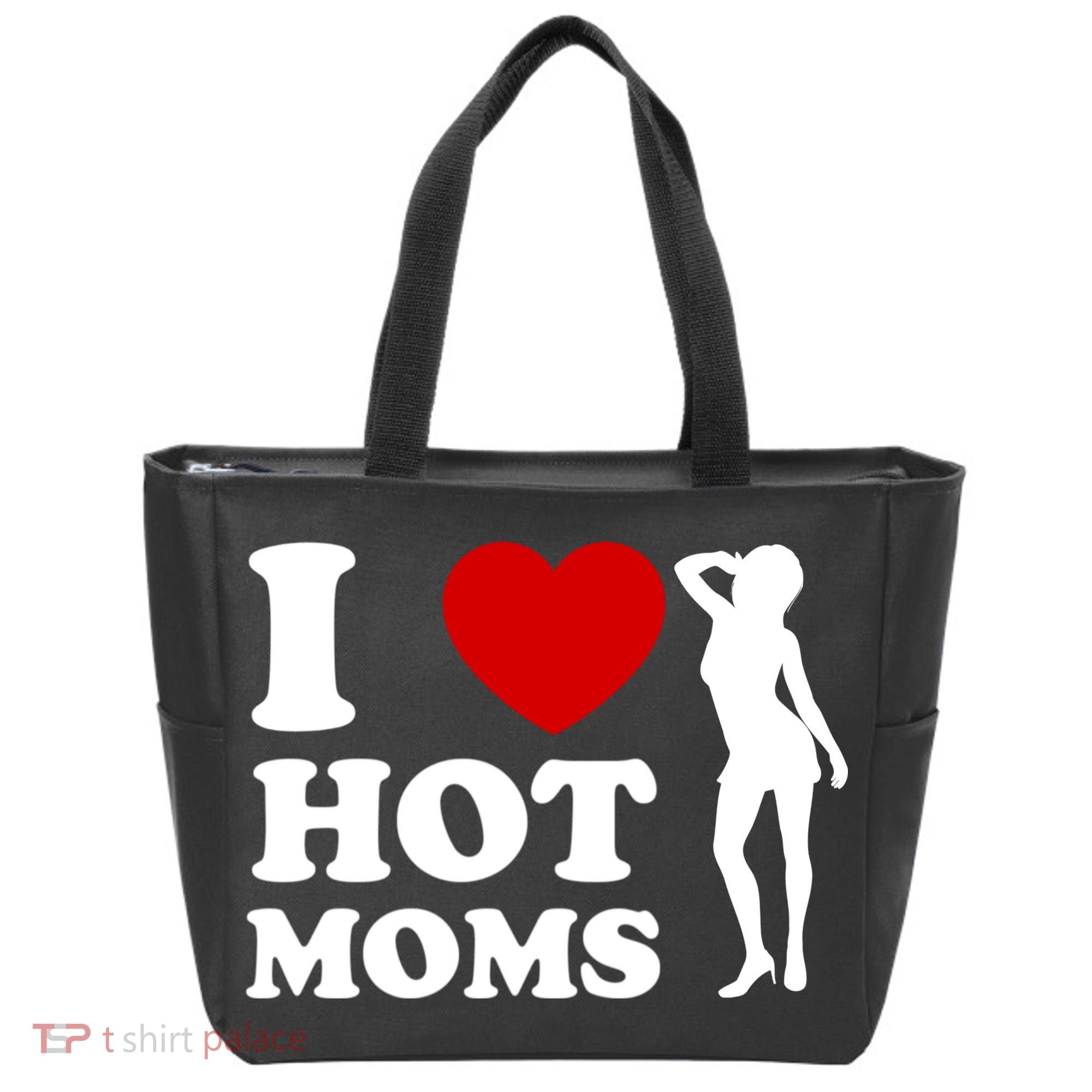 I Love Hot Moms Funny Tote Bag