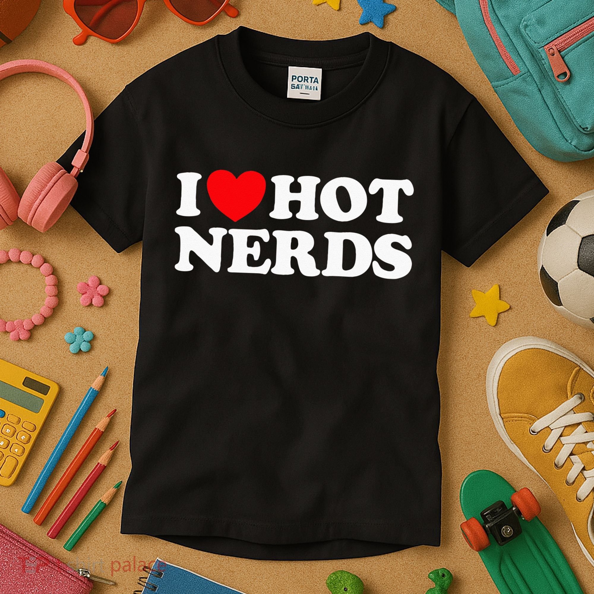 I Love Hot Nerds Funny Geek Science Gamer Smart Thinker Fan Kids T-Shirt