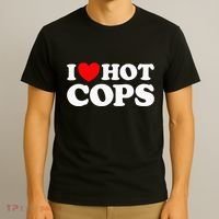 I Love Hot Cops Funny Police Officer Security Protect Job T-Shirt thumb 3