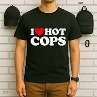 I Love Hot Cops Funny Police Officer Security Protect Job T-Shirt thumb 6