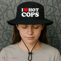 I Love Hot Cops Funny Police Officer Security Protect Job Bucket Hat thumb 3