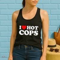 I Love Hot Cops Funny Police Officer Security Protect Job Women's Tank Top thumb 2