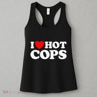 I Love Hot Cops Funny Police Officer Security Protect Job Women's Tank Top thumb 3