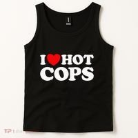 I Love Hot Cops Funny Police Officer Security Protect Job Tank Top thumb 2