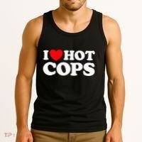 I Love Hot Cops Funny Police Officer Security Protect Job Tank Top thumb 3