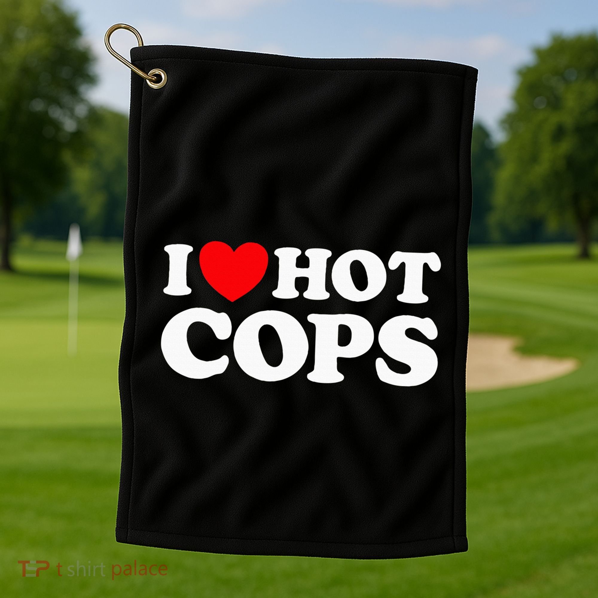 I Love Hot Cops Funny Police Officer Security Protect Job Golf Towel