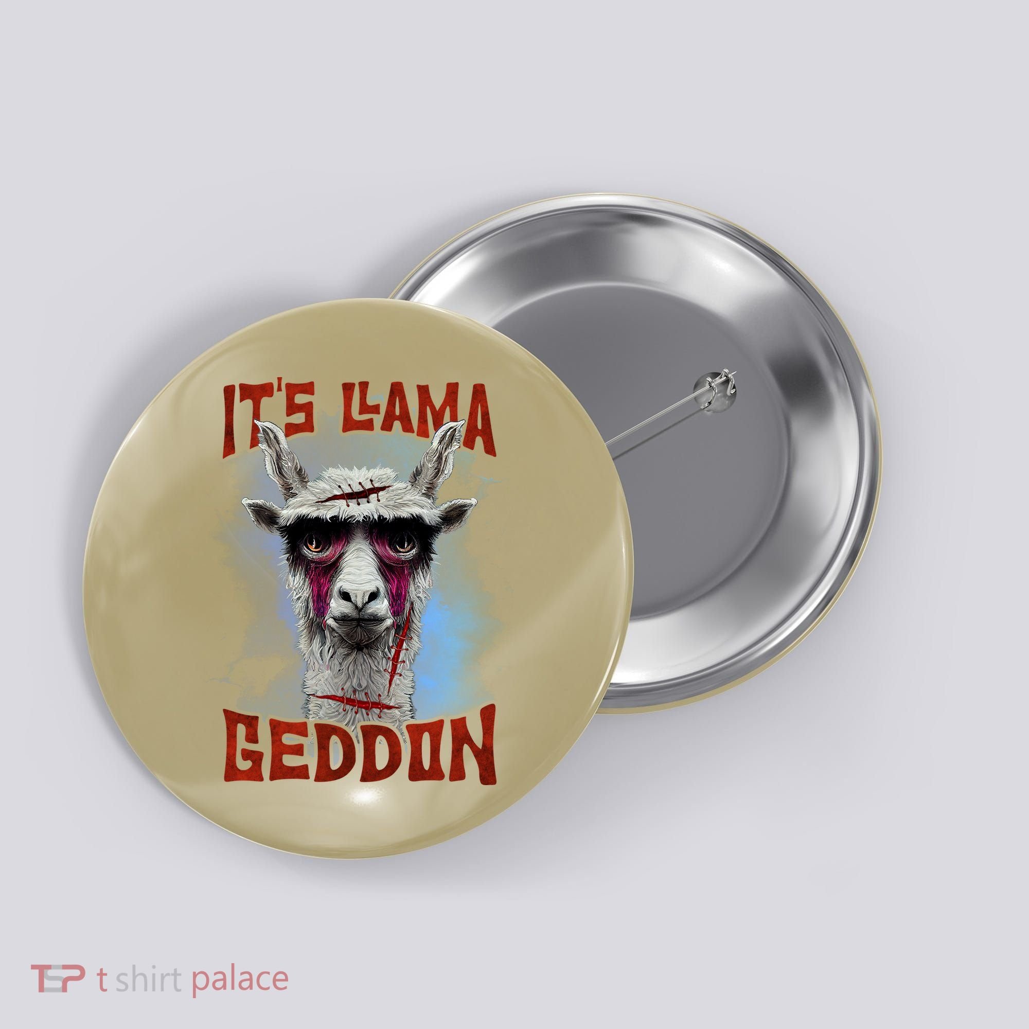 It's Llamageddon Halloween Llama Zombie Funny Spooky Costumes Graphic Plus Size Button