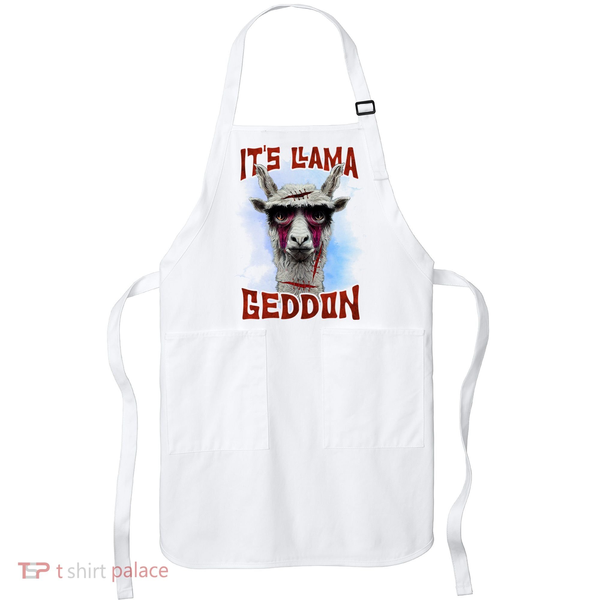It's Llamageddon Halloween Llama Zombie Funny Spooky Costumes Graphic Plus Size Apron