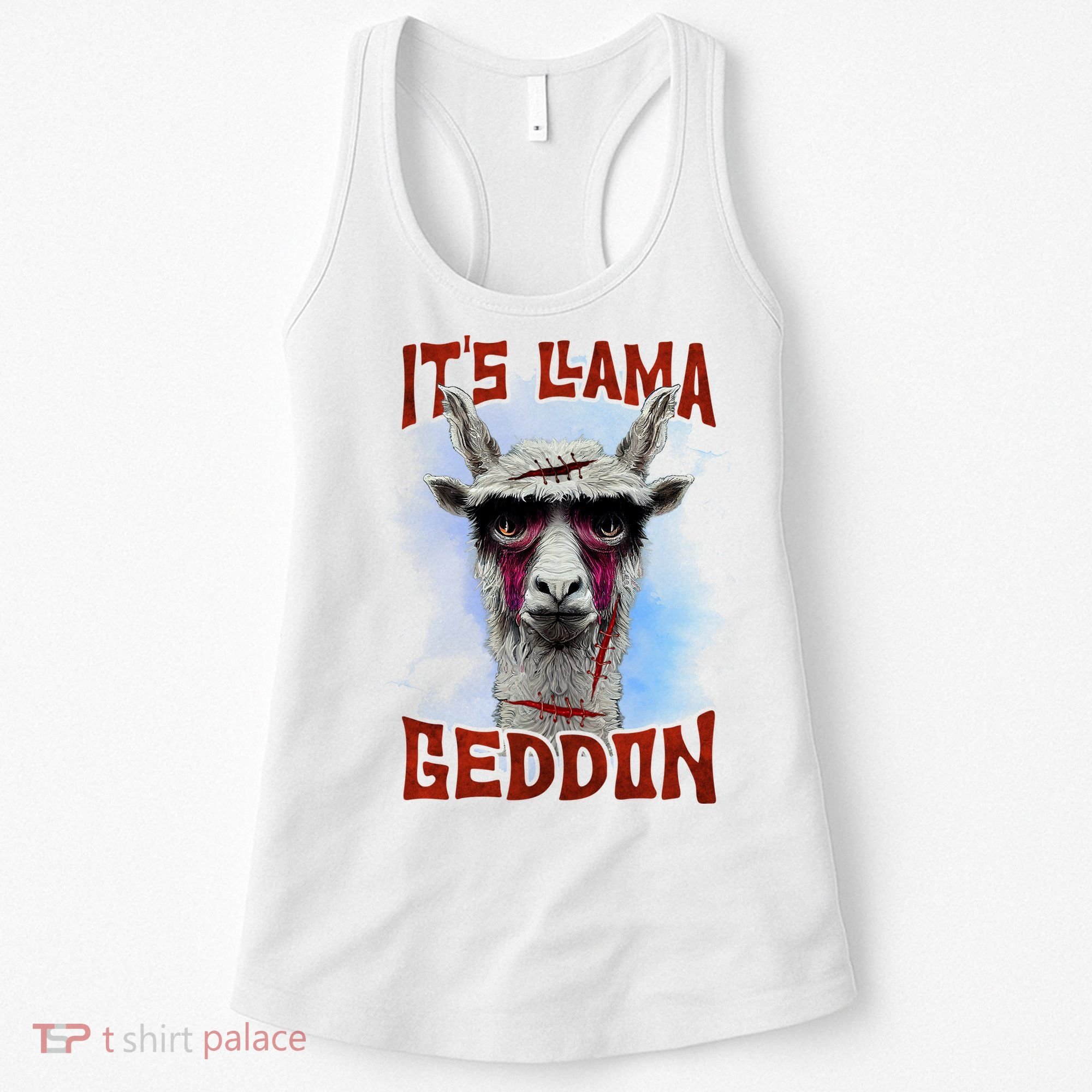 It's Llamageddon Halloween Llama Zombie Funny Spooky Costumes Graphic Plus Size Women's Tank Top